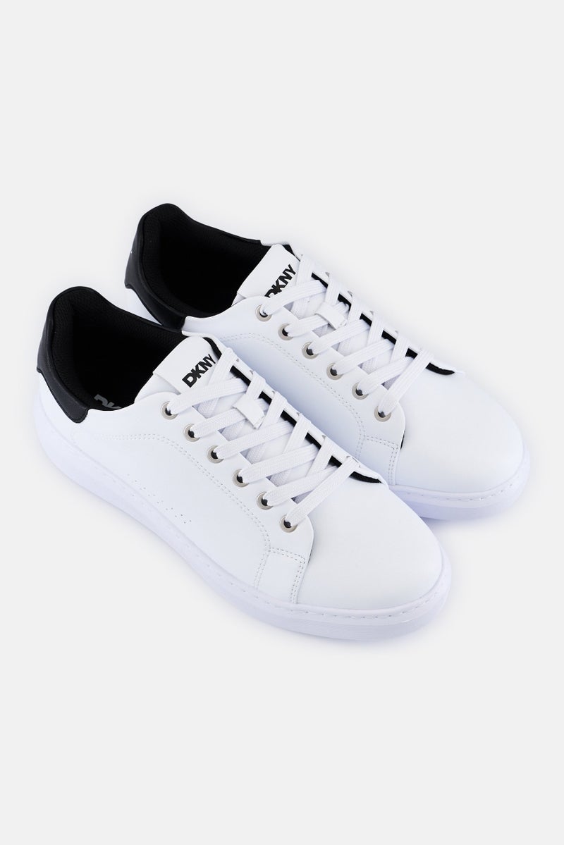 DKNY Men Leather Lace Up Casual Shoes, White - Image 2